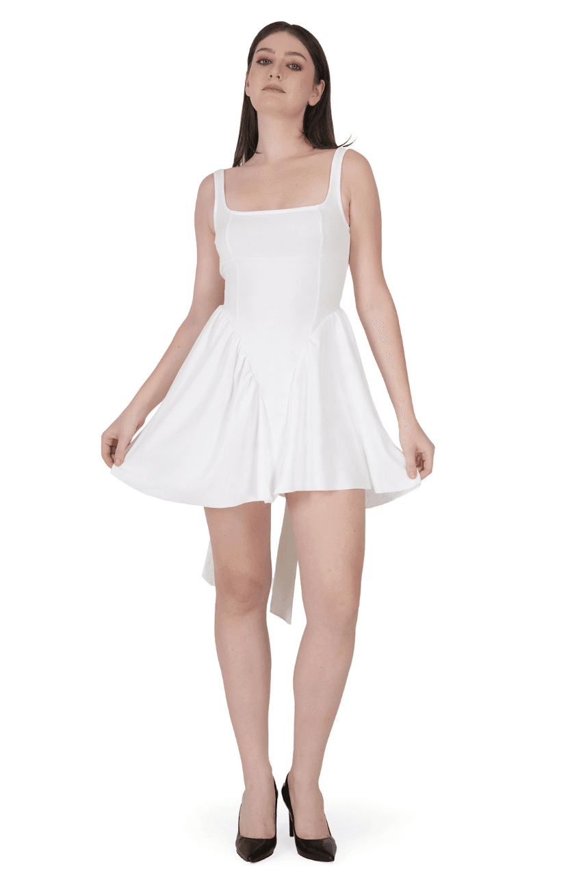 Sleeveless Bow Women’s Corset Pleated Dress - Thumbnail 3