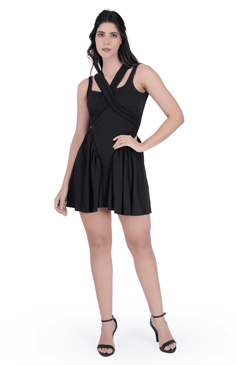 Sleeveless Bow Women’s Corset Pleated Dress - Thumbnail 2