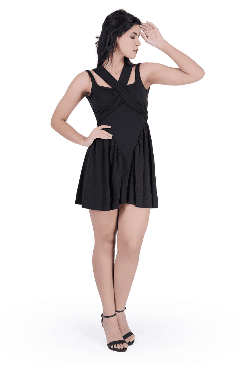 Sleeveless Bow Women’s Corset Pleated Dress - Thumbnail 7