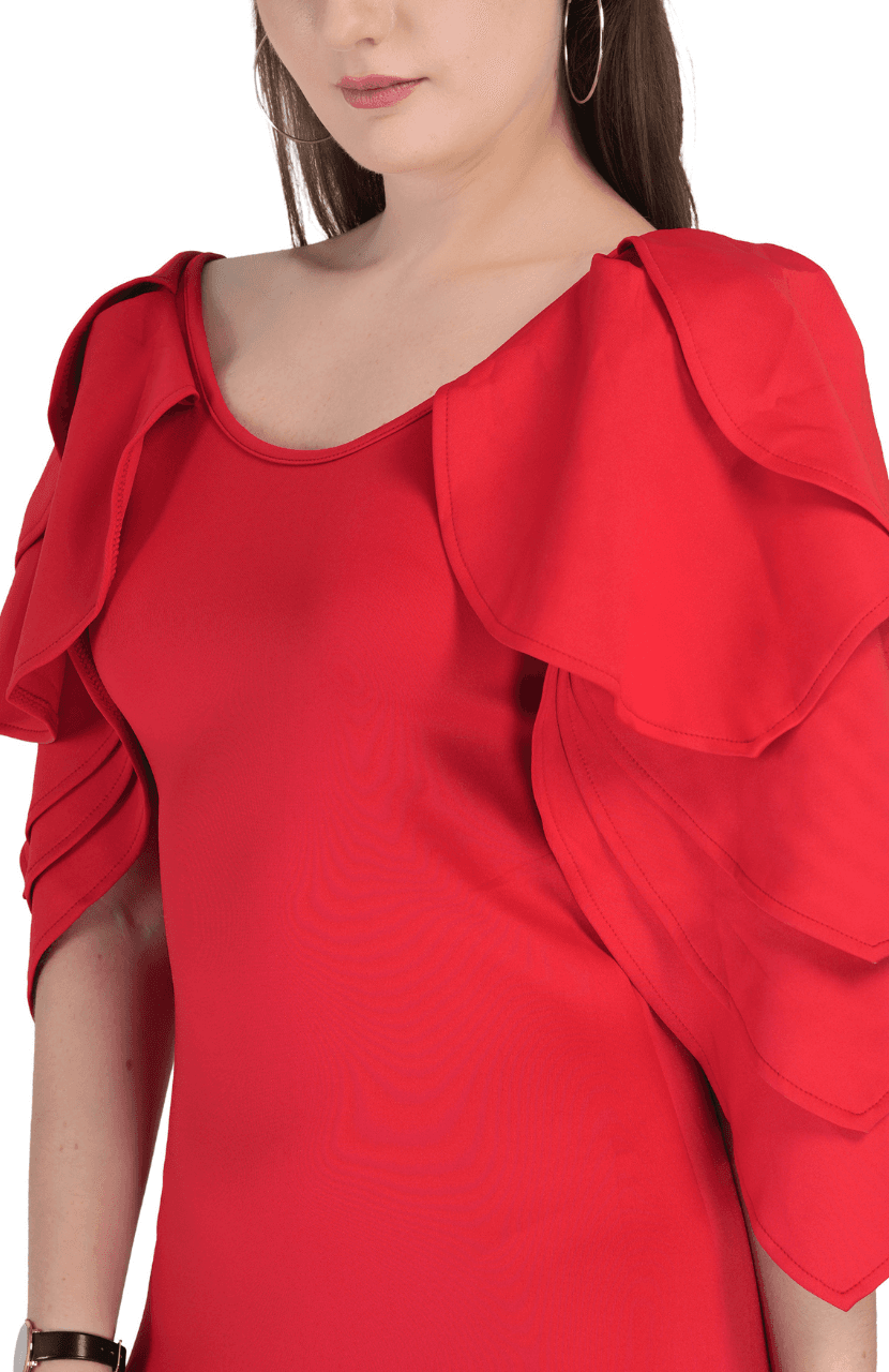 Girl’s ruffles Sleeve Bodycon Dress - Thumbnail 9