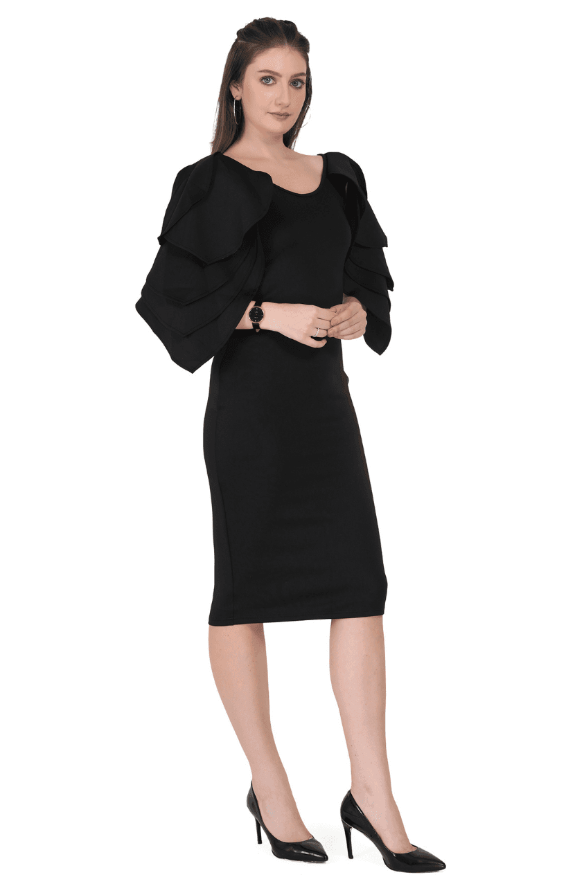 Girl’s ruffles Sleeve Bodycon Dress - Thumbnail 2