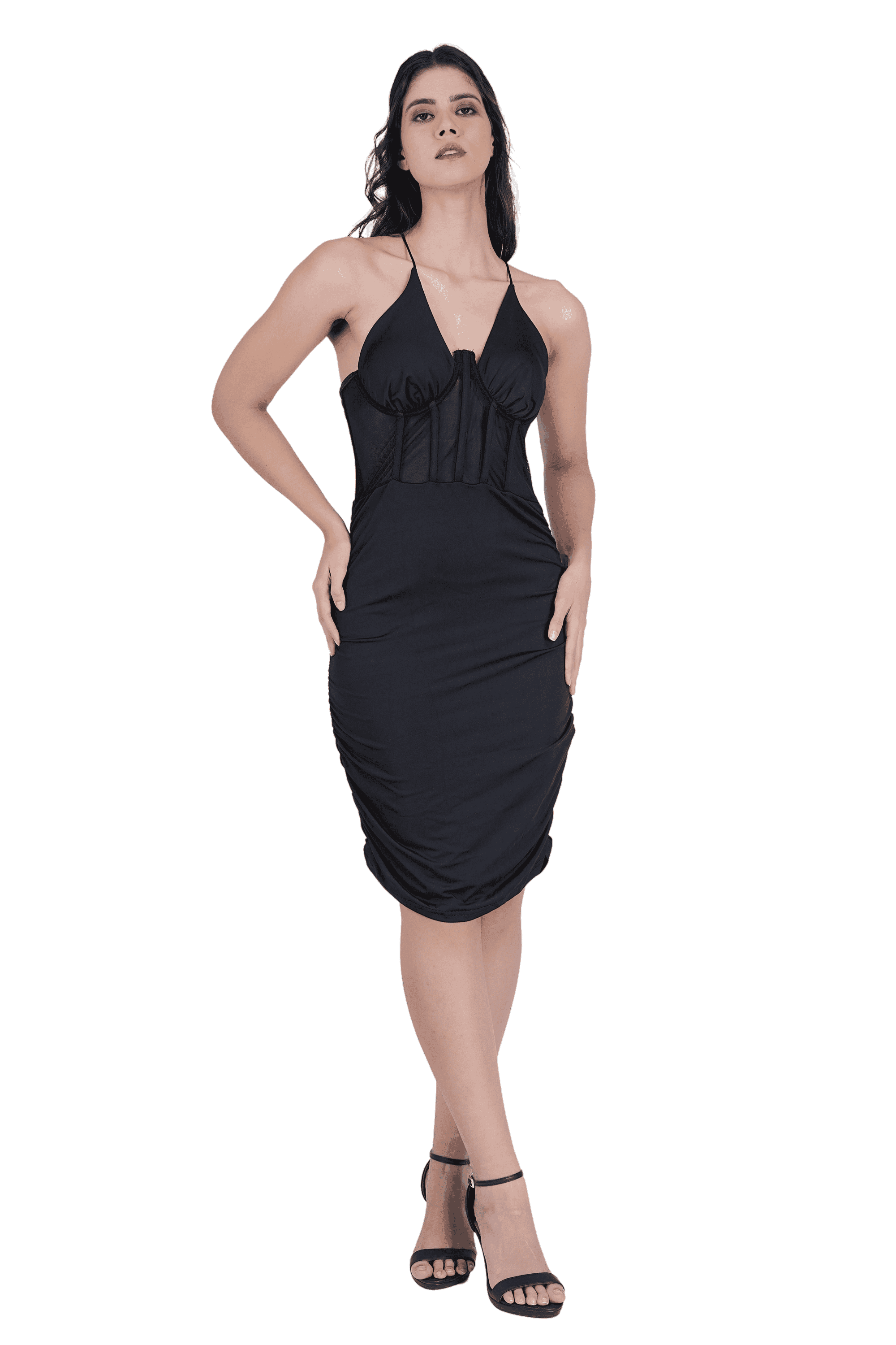 Women Sexy Out Cross Wrinkle Party Dress - Thumbnail 5