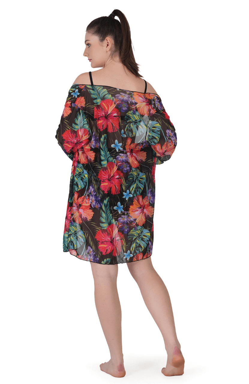 Multi-Colour Floral Cover Up Swimwear for Women - Thumbnail 10