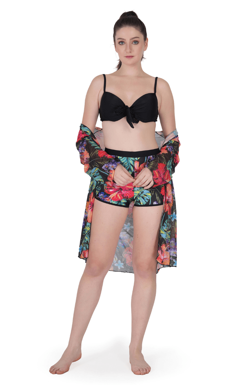 Multi-Colour Floral Cover Up Swimwear for Women - Thumbnail 7