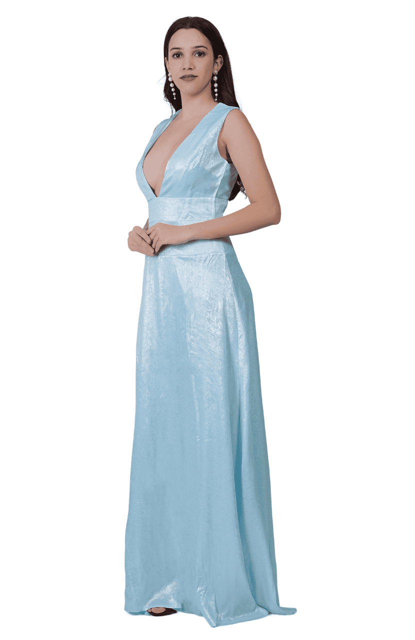 Women's Blue Shining Dress - Thumbnail 3