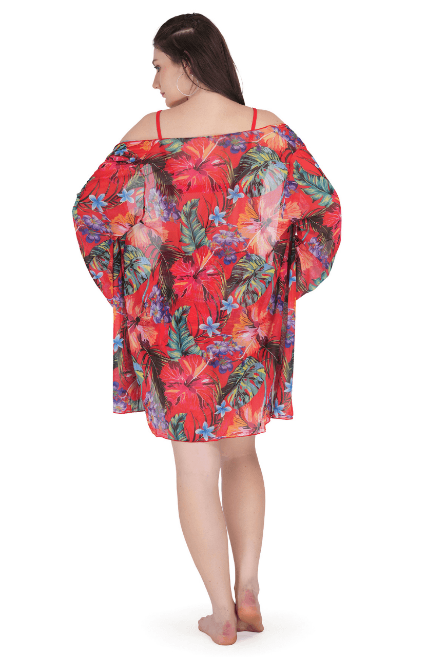 Multi-Colour Floral Cover Up Swimwear for Women - Thumbnail 12