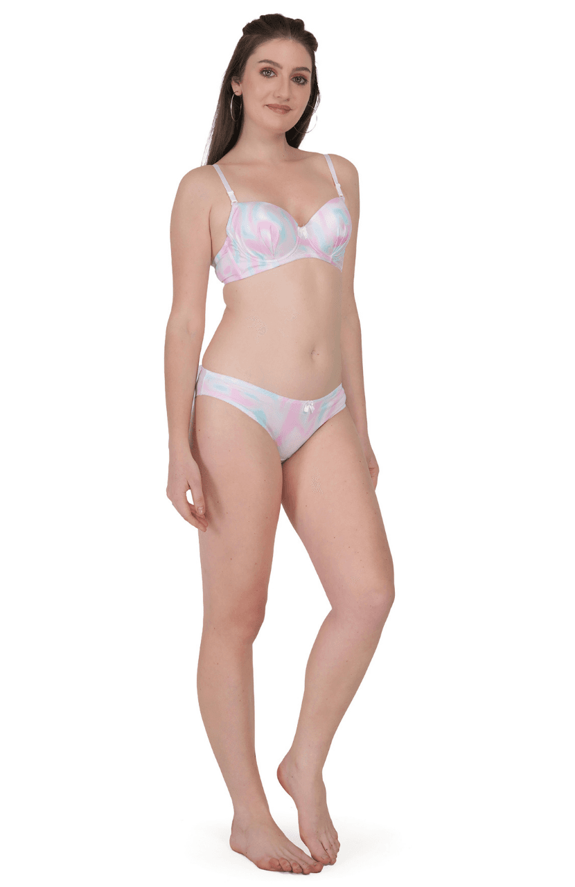 Women Hot Pick Cute Nylon Women Back Closure Bra Panty Set - Thumbnail 3