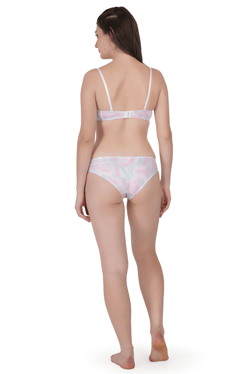 Women Hot Pick Cute Nylon Women Back Closure Bra Panty Set - Thumbnail 4