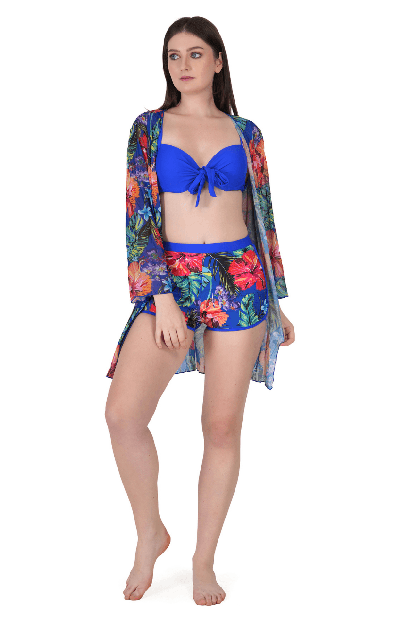 Multi-Colour Floral Cover Up Swimwear for Women - Thumbnail 2