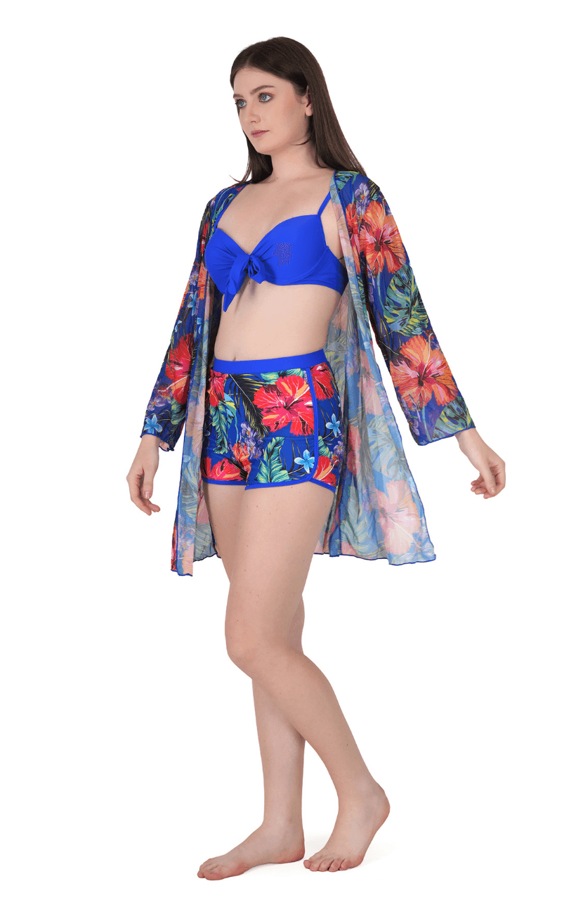 Multi-Colour Floral Cover Up Swimwear for Women - Thumbnail 5