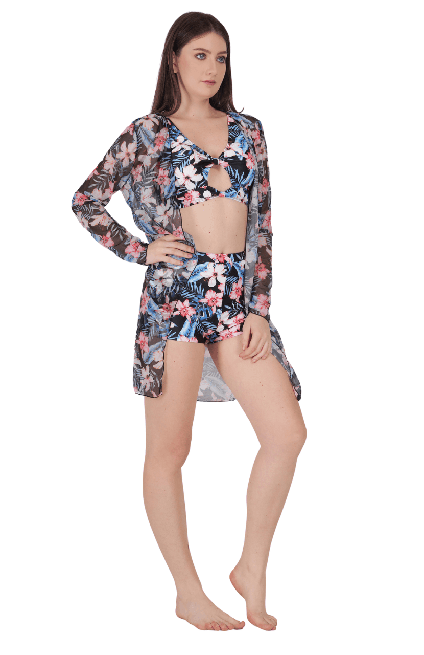 Women Bikni Halter Neck high Waist 3 Piece Sexy Swimsuit - Thumbnail 3