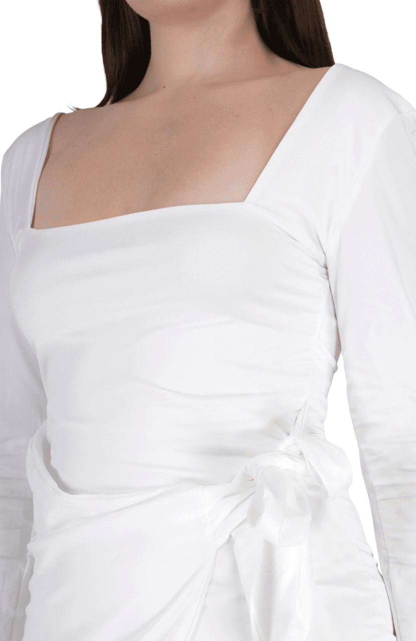 Girl’s Square Collar Backless long Sleeve Dress - Thumbnail 5