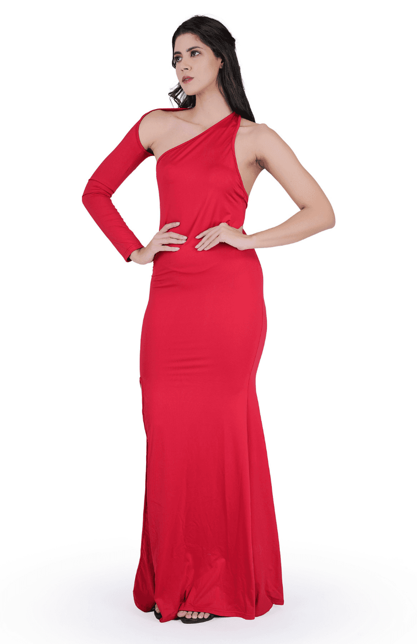 Women's Sexy Elegant One Shoulder Backless Evening Long Dress - Thumbnail 3