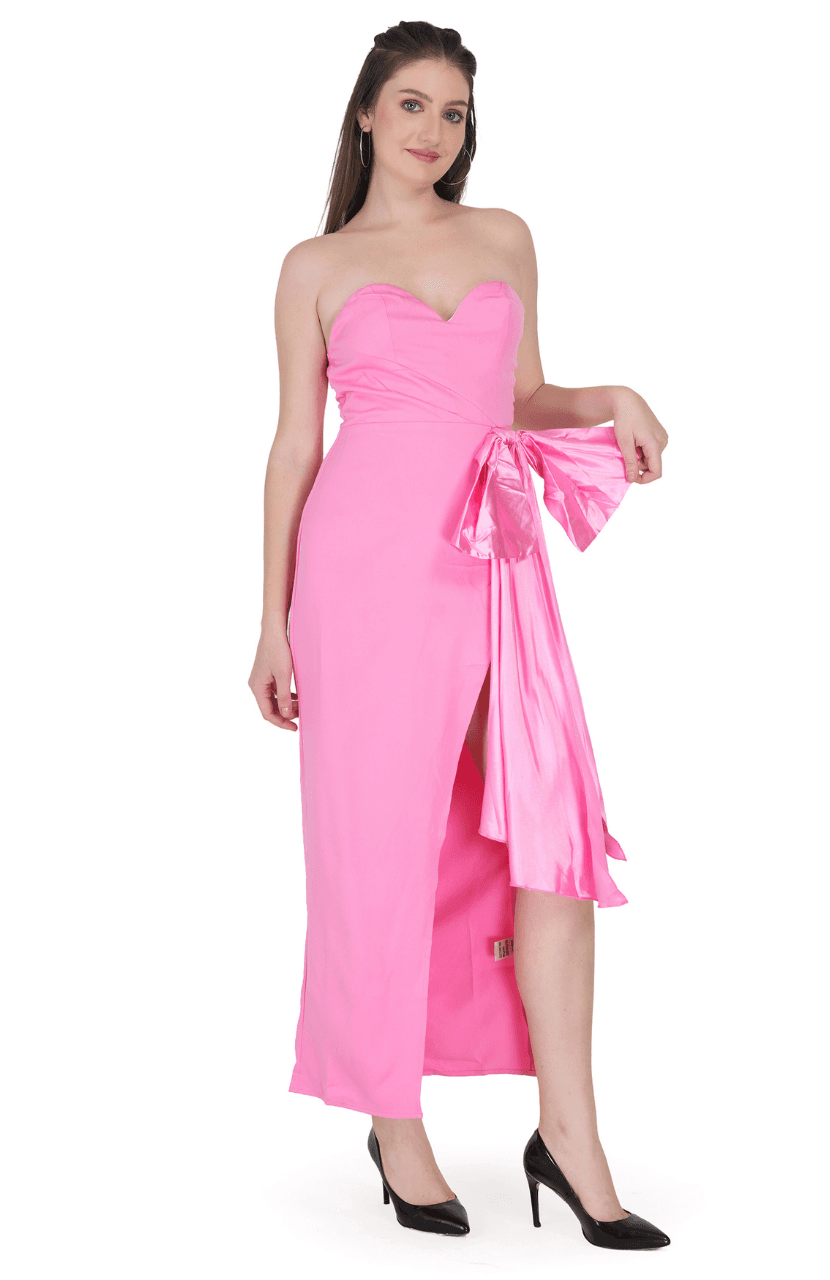Pink Tube Party Wear Dress - Thumbnail 3
