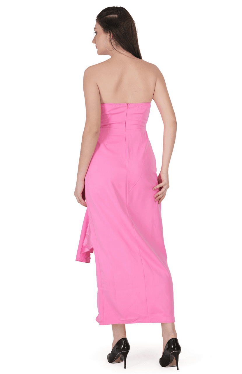 Pink Tube Party Wear Dress - Thumbnail 4