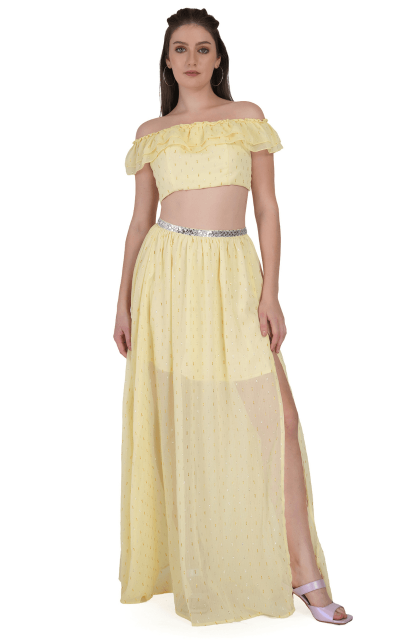  Women Yellow Party wear Dress - Thumbnail 1