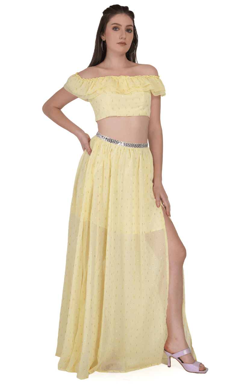  Women Yellow Party wear Dress - Thumbnail 3