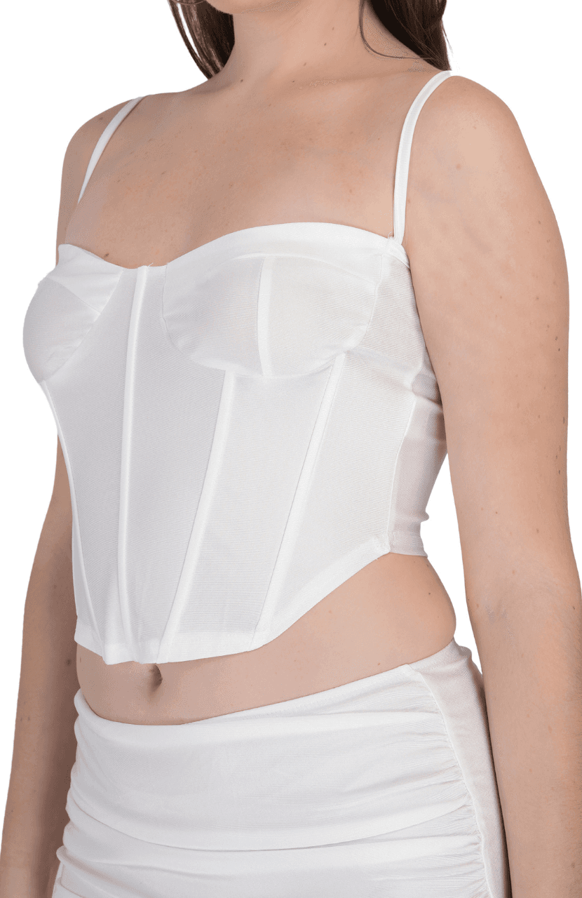 Solid Elegant high Waist Corset- Crop Top Slit Midi Skirt - Thumbnail 9