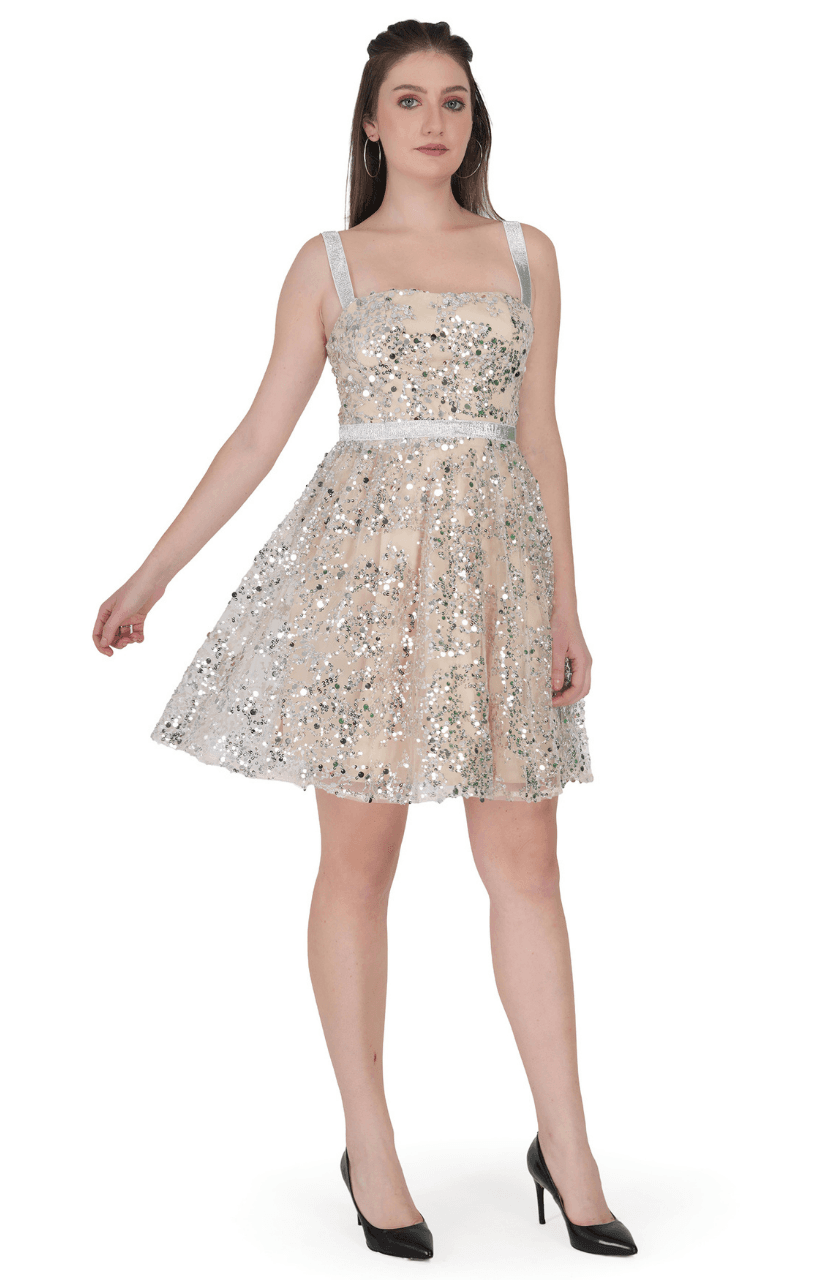 Girl’s Floral Apricot Mini Dress - Thumbnail 3