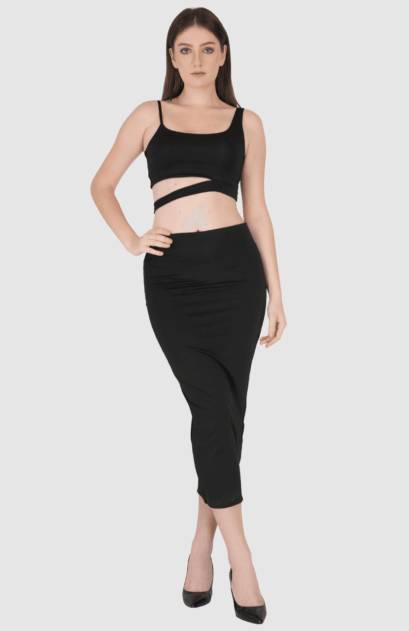 Womens Slinky 2 Pcs Set Crop Top Bodycon High Waist Evening Cocktail Party Dress