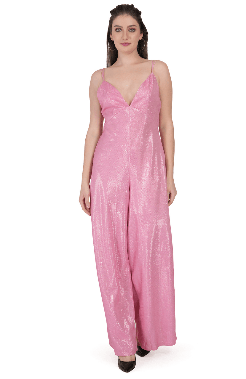 Women’s Party Wear Jumpsuit Pink - Thumbnail 1