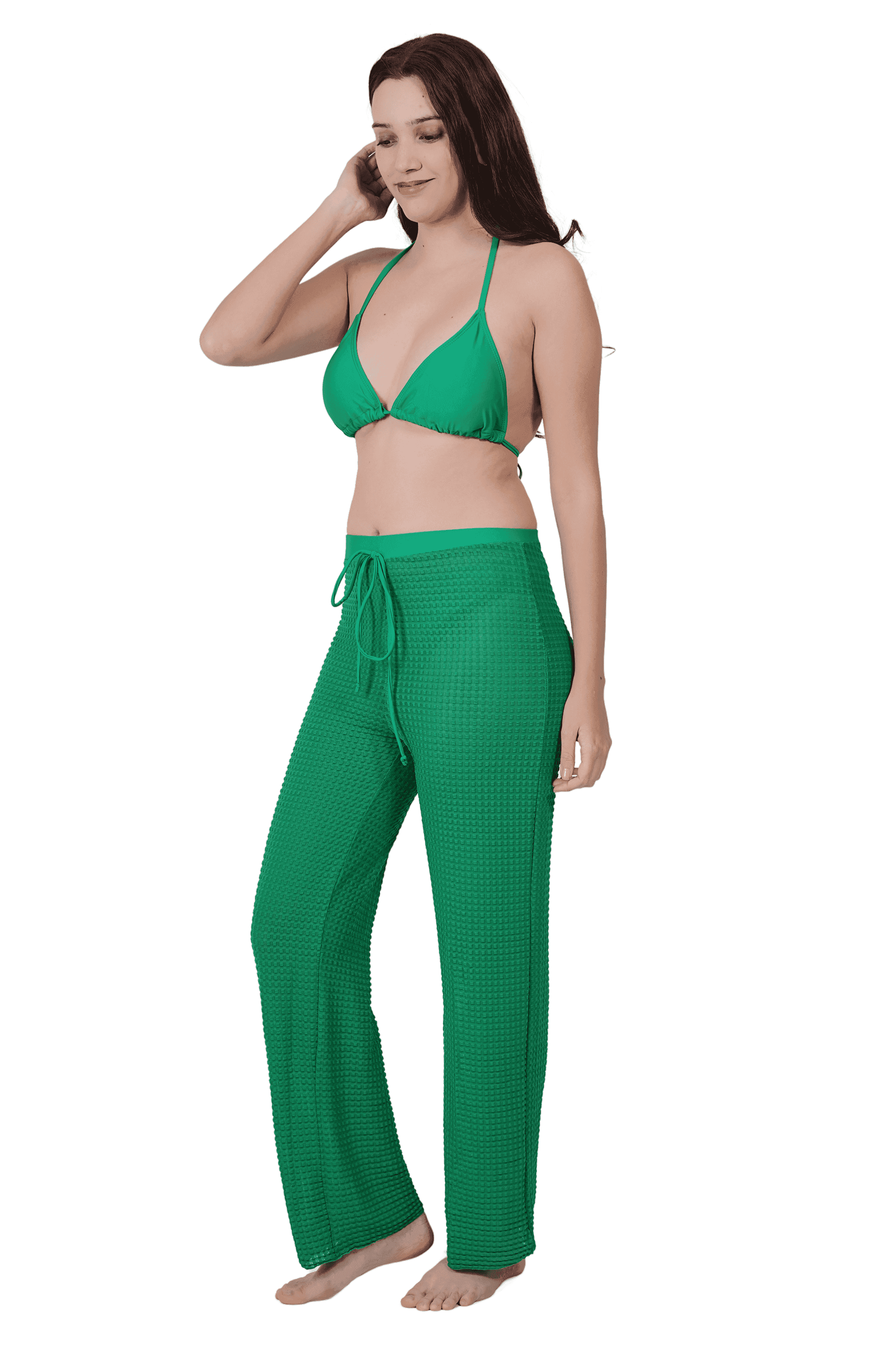 Green Beach Wear Pant & Bra Sets - Thumbnail 3